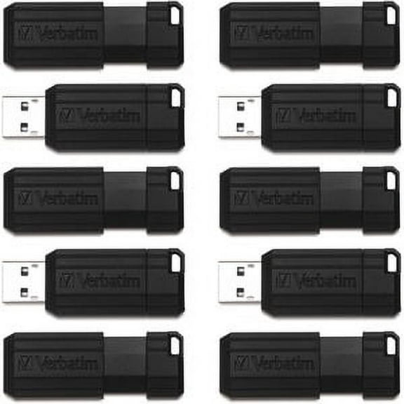 Microban, VER70062, 32GB PinStripe USB Flash Drive Business Pack, 10 / Pack, Black