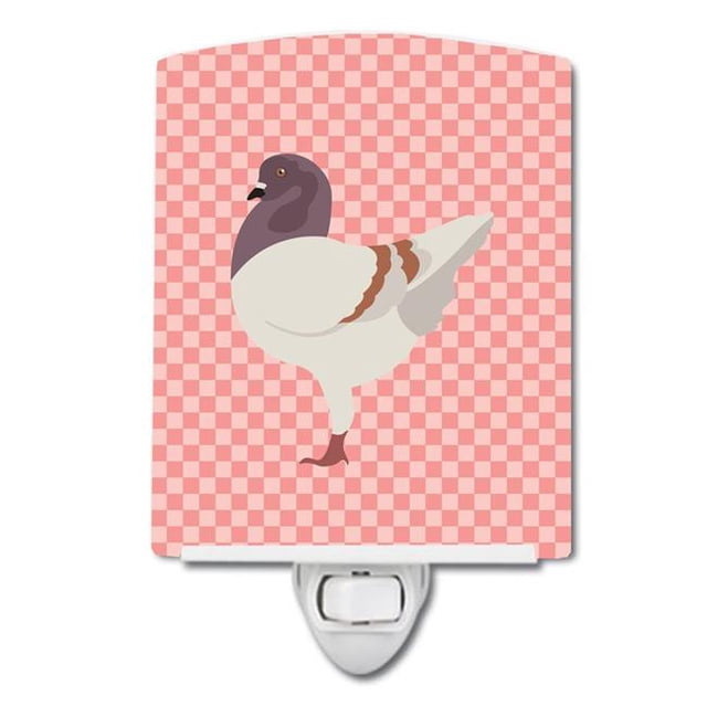 Carolines Treasures BB7949CNL German Modena Pigeon Pink Check Ceramic Night Light