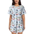 thumbnail image 1 of Balery Swimming Shark Conjunto de Pijama para Mujer con Estampado, Dos Piezas de Manga Corta y Shorts, Ropa de Dormir Suave con Cuello Redondo y Bolsillos-3X-Large, 1 of 6