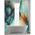 thumbnail image 5 of Abstract Water Ripple Art Sheer Curtains 84 Inches Long 2 Panels Teal Green Orange Marble Texture Light Filtering Semi Sheer Window Curtains Drapes for Bedroom Living Room 52"x84", 5 of 7
