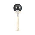 thumbnail image 3 of ANGARA Tahitian Cultured Pearl Ring with Graduated Diamonds in 14K Yellow Gold for Women | June Birthstone, Birthday, Anniversary, Jewelry Gift for Women | Pearl Ring, 3 of 9