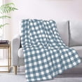 thumbnail image 2 of XMXT Throw Blankets, Blue Check Print Bed Blanket for Bedroom Sofa, 50 x 70 inches Blue, 2 of 9