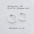 thumbnail image 6 of 8mm 22 GA Little Sterling Silver 22 GA Grooved Snap Mini Hugger Sleeper Small Cartilage Helix Tragus Thin Earrings (Grooved | Hammered, 8mm | 22 GA), 6 of 9