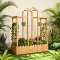 thumbnail image 2 of Large Raised Garden Bed with Trellis for Vine Climbing Plants- Wood Planter Box, 2 of 6