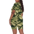 thumbnail image 3 of Jiyugala Womens Short Women's Camouflage Print Short Sleeve V Neck Two Piece Outfits Biker Shorts Set, 3 of 7