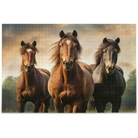BESTKITTY Puzzle- Horses Jigsaw Puzzles,1000 Piece Puzzles for Family - Fun Intellectual Decompressing Educational Games(381)