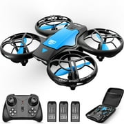 4DRC V8 Mini Drone, Suitable for Children and Beginners, 3 Batteries and Storage Bag， Height Hold, Headless Mode, 3D Flip and Auto Hover, Blue