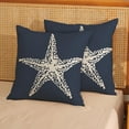 thumbnail image 3 of Navy Blue Coastal Pillow Covers 18x18 Inch Set of 2 Summer Starfish Throw Pillows Nautical Ocean Beach Theme Decorative Pillowcase Outdoor Farmhouse Decor Cushion Case for Couch Sofa Bedroom, 3 of 7
