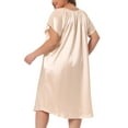 thumbnail image 4 of DARING DIVA Women's Plus Size Satin Silk Pleated Loose Nightgown 3X Champagne, 4 of 6