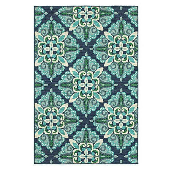 Oriental Weavers Meridian Area Rug 2206B Blue Diamond Curls 2' 3" x 7' 6" Rectangle