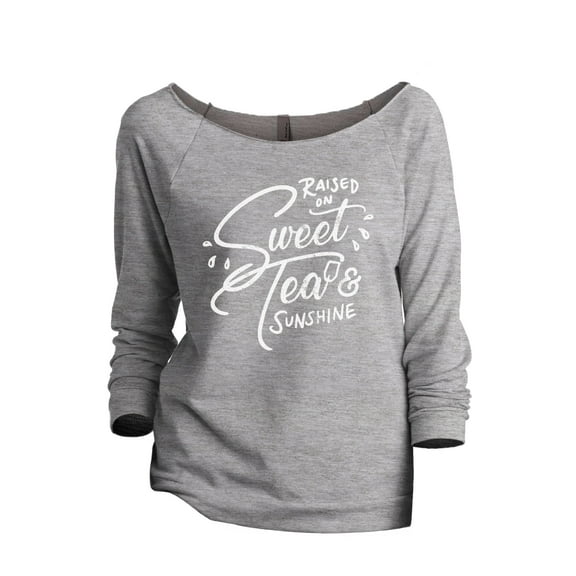 Raised On Sweet Tea And Sunshine Women's Fashion Slouchy 3/4 Sleeves Raglan Lightweight Sweatshirt Sport Grey 2X-Large