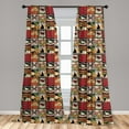 thumbnail image 4 of Ambesonne Moose Curtains, Outdoor Theme Patchwork Art, Pair of 28"x84", Olive Green and Dark Pink, 4 of 4