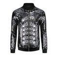 thumbnail image 5 of INSPIRE CHIC Sequin Varsity Jackets for Men's Zipper Festival Disco Sparkly Shiny Baseball Bomber Jacket XL Black, 5 of 5