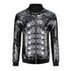 thumbnail image 5 of Chaquetas Varsity de lentejuelas INSPIRE CHIC para hombres, chaqueta bomber de béisbol brillante y chispeante, con cremallera, color negro, 5 of 5