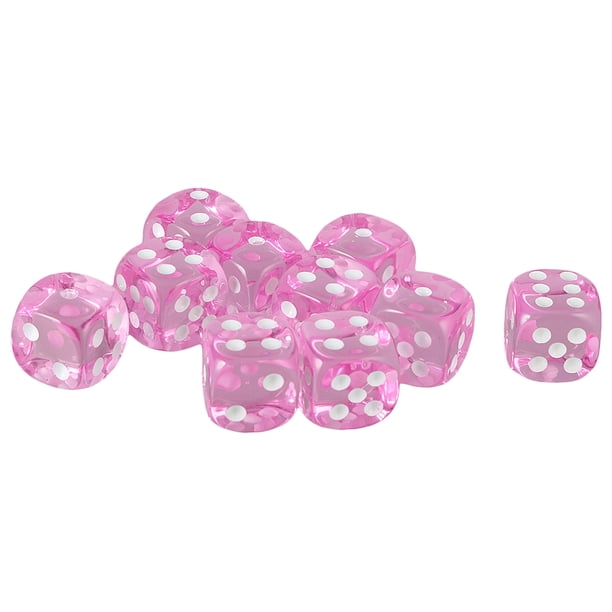 Paquete de 10 Dados Acrílicos D6 de Seis Caras Sunnimix Juego de roles de dados de seis caras Color Rosa