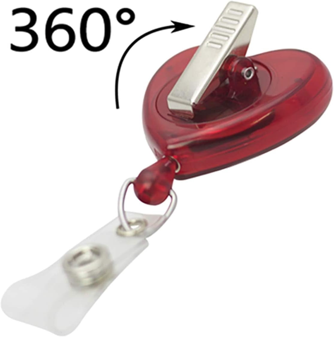 25 Pack - Heart Shaped Retractable Badge Reel with Rotating Swivel Spring Clip - Cute Heavy Duty Name Tag Reels for Nurses, Pediatrics, Teachers, EKG and More by Specialist ID (Red)