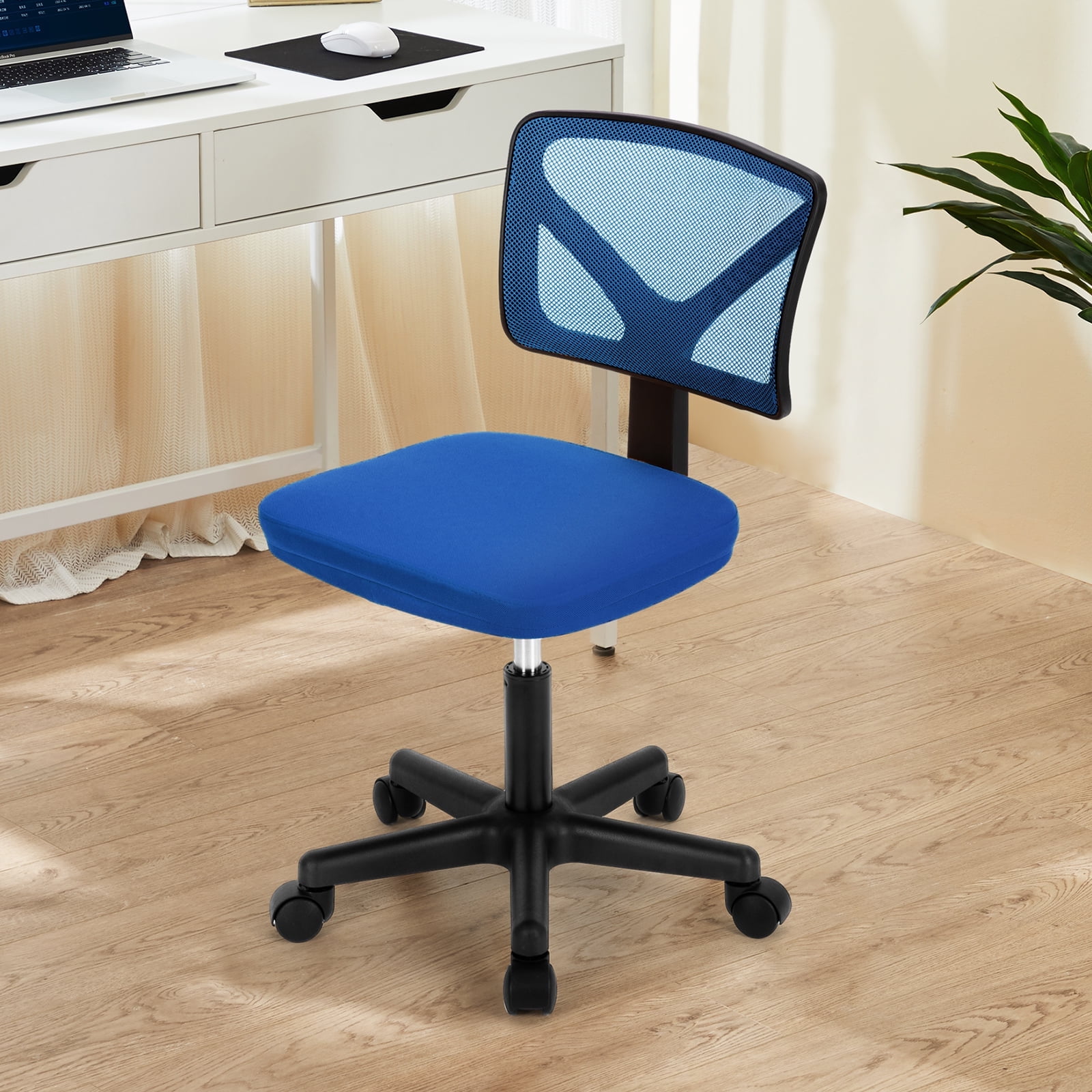 CONCETTA Armless Office Computer Desk Chair, Ergonomic Low-Back Mesh Rolling Work Swivel Chairs with Wheels,  Blue