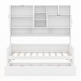thumbnail image 5 of BEBPILOO Twin Size Wooden Daybed With Twin Size Trundle, and All-in-One Cabinet and Shelf, White, 5 of 12