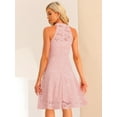thumbnail image 3 of DARING DIVA Halter Neck Sleeveless Cocktail A-Line Dress M Pink, 3 of 6