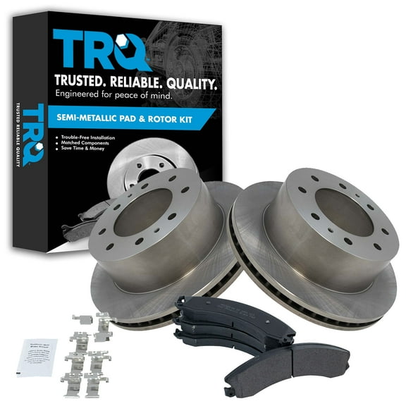 TRQ Rear Brake Pad & Rotor Kit Brake Pads Brake Rotor Semi-Metallic Fits Select 2011-2019 Chevrolet Silverado 2500 HD Silverado 3500 HD 2016-2019 Suburban 3500 HD GMC Sierra 2500 HD Sierra 3500 HD