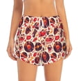 thumbnail image 2 of Balery Skull rock record music heart Pantalones cortos deportivos para mujer con forro y dos bolsillos, elásticos, para entrenamiento, gimnasio, yoga-X-Large, 2 of 7