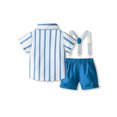 thumbnail image 2 of Suealasg 2Pcs Little Boy Gentleman Suits Outfit Short Sleeves Button T-Shirt with Bow Tie and Suspender Shorts Set 1T 2T 3T 4T 5T 6T Toddler Kids Boys Summer Formal Wear Clothes, 2 of 9