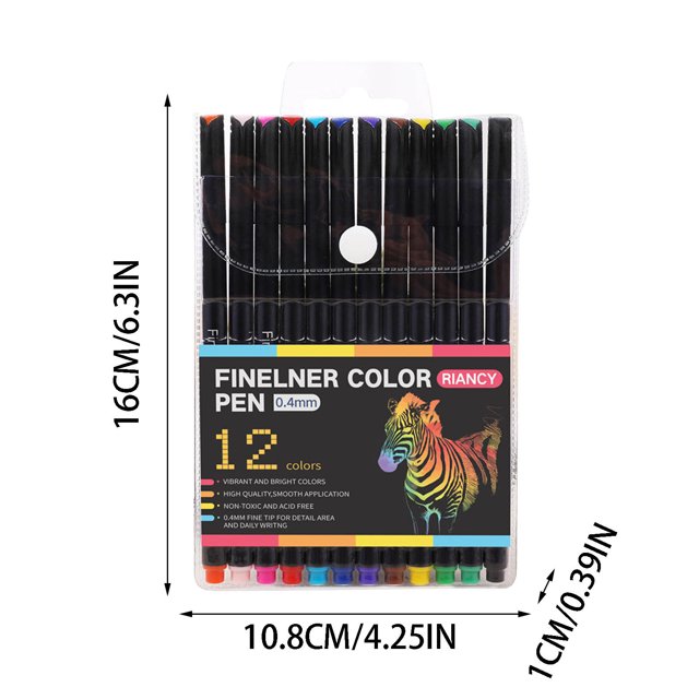 Agiferg Pen Color Needle Pen Thread Drawing Pen 12/24/36 Color Painting Set(1ml)