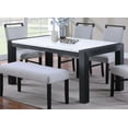thumbnail image 3 of Elegant White Faux Marble Top Dining Table - 66" Rectangular, Charcoal Legs, Seats 6, Modern Kitchen/Dining Room Table, Rubberwood &amp; MDF, 3 of 9