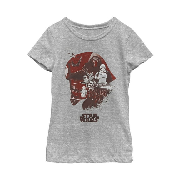 Girl's Star Wars The Last Jedi Captain Phasma Helmet Graphic Tee Athletic Heather Large