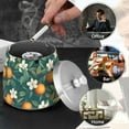 thumbnail image 4 of Yayeee Ashtray with Lid for Cigarette Smokeless Stainless Steel Home Ash Holder, Floral Orange Pattern, 4 of 7