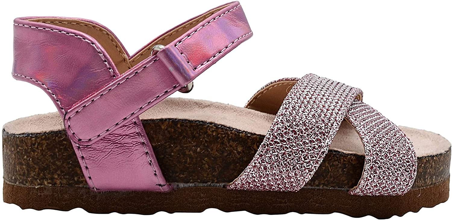 Girls Glitter Summer Sandals Beach Summer Comfort Holographic Shoes Kids Size