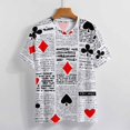 thumbnail image 3 of Poker Card Print Womens Tops Women's Fashion Casual Short Sleeve Flower Print Round Neck Pullover Top Blouse, 3 of 6