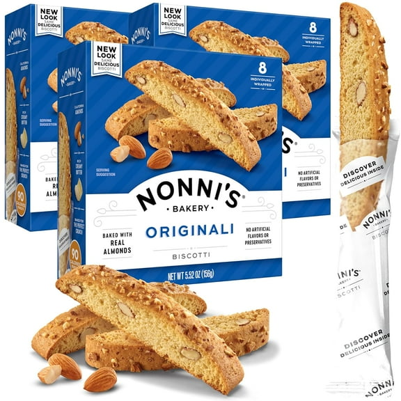 Originali Almond Biscotti Italian Cookies - 3 Boxes Biscotti Individually Wrapped Cookies - Italian Biscotti Cookies Baked w/a Hint of Anise & California Almonds - Kosher - 5.52 oz