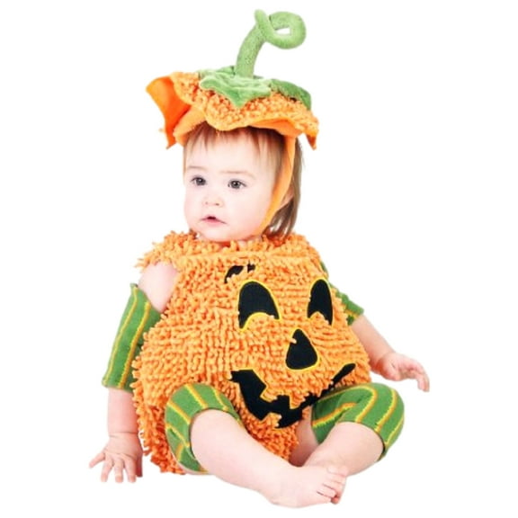 Princess Paradise Infant Girls Orange Purmpkin Costume Romper Hat Outfit 6-12m