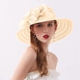 thumbnail image 2 of Risckoth Women's Organza Hat Wide Brim 3D Flower Detail Layered Design Formal Tea Party Wedding Cap, 2 of 8