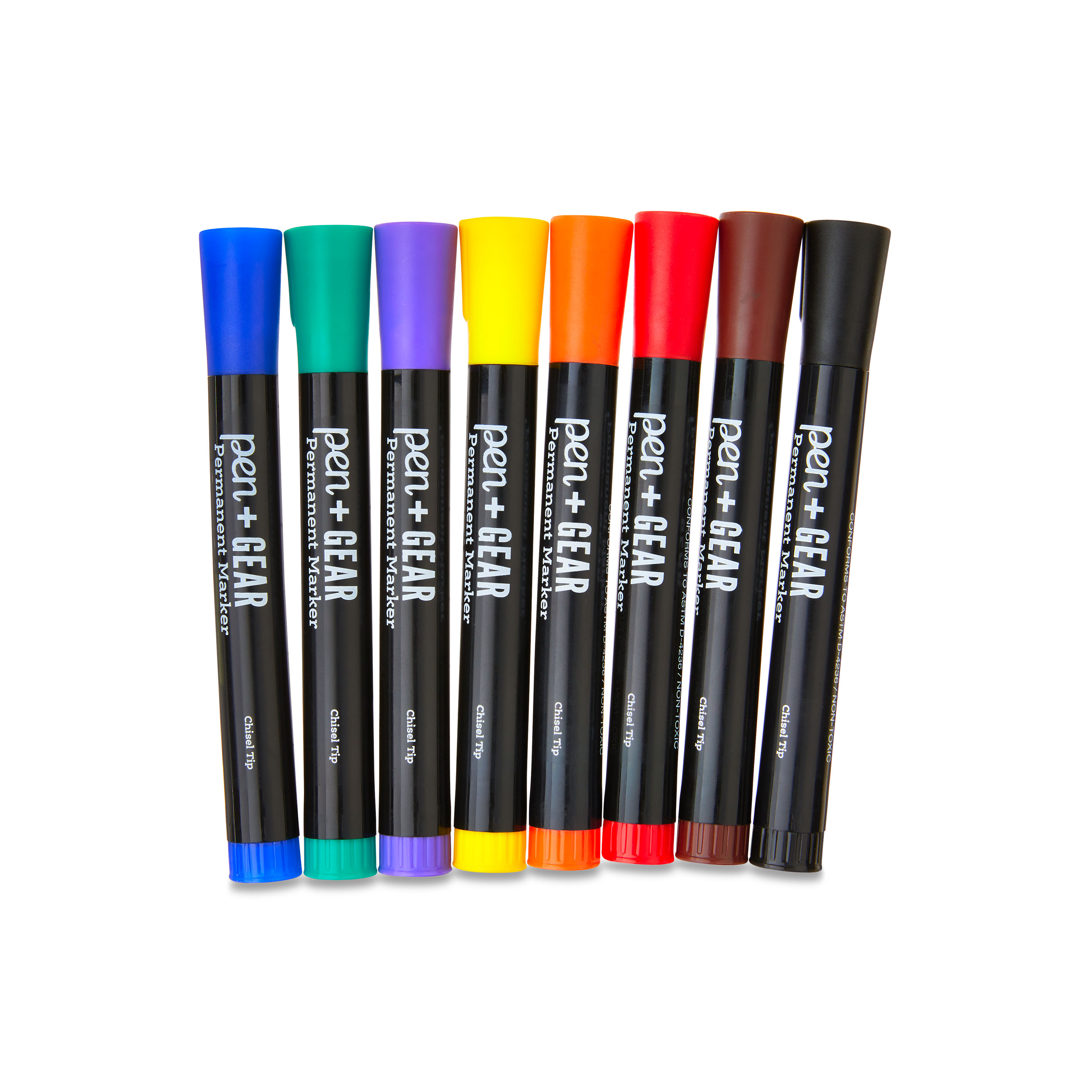 Marcadores permanentes Pen+Gear, punta biselada, colores surtidos, 8 piezas 8
