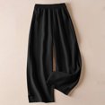 thumbnail image 5 of Arnsht Women's 100% Linen Wide Leg Pants Summer Solid Color Casual Loose High Waisted Flowy Palazzo Trousers with Pockets Black L, 5 of 7