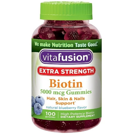 Vitafusion Extra Strength Biotin Gummies 5000 mcg, Blueberry 100