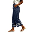 thumbnail image 3 of ShomPort Womens Boho Palazzo Pants Eyelet Hem Wide Leg Drawstring Casual Trendy Ankle Length Palazzo Pants Travel, 3 of 6