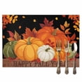 thumbnail image 2 of Thanksgiving Orange Pumpkin Placemats Set of 2 Happy Fall Y'all Leaves Heat Insulated Linen Place Mats, Washable Stain-Proof Table Mats for Dining Tables Holiday Decor 13x19inch, 2 of 9