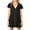 Black, variant on Womens Cute V Neck Short Sleeve Loose Fit Ruffle Mini Dress