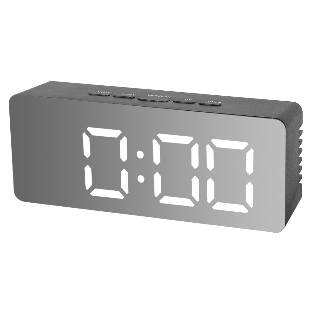 Radio Alarm Clock Digital Alarm Clock, Digital Clock Large Display Mirror Surface for Heavy Sleepers for Bedrooms Living Room Office Makeup