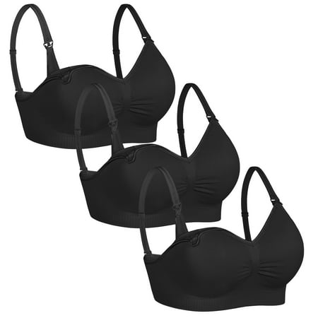 

Womens Sleeping Nursing Bra Wirefree front buckle Breastfeeding Maternity Bralette Pack of 3