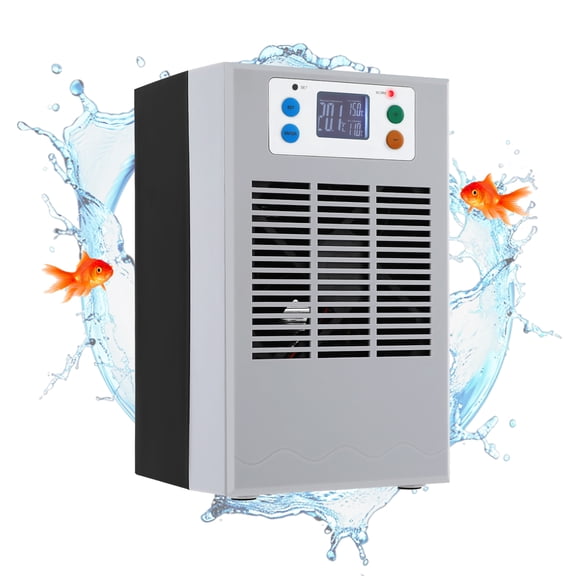 ChicHomey 30L Aquarium Cooling Chiller, Fast Cooling,Intelligent Fish Tank Cooler,Low Noise,Home Use Saltwater Freshwater Fish Tank,Silver Black