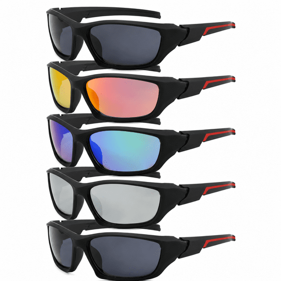 1-5 PACK Polarized Sports Sunglasses for Men Women, UV400 Protection Sunglasses Lightweight Wrap Around Sun Glasses for Cycling Running Driving Fishing Golf