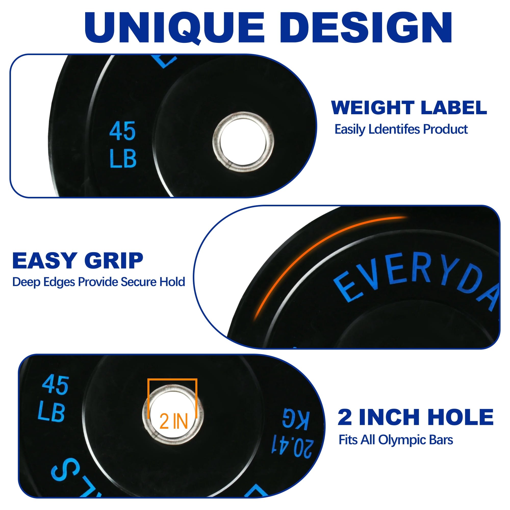 BalanceFrom Olympic Bumper Plate Weight Plate with Steel Hub, Black, 45 lbs Single