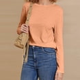 thumbnail image 6 of Htigea Women's Tunic Tops Solid Crew Neck Long Sleeve Tshirt Casual Loose Fit Shirts Soft Comfy Fall Pullover Blouse Orange XL, 6 of 8