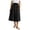 Black, variant on Women's High Waisted Drawstring Button‑Front Slit Pocket Midi Skirt Loose Linen‑Look Long Skirt for Boho Casual Spring Summer Vacation Daily Commuter Wear