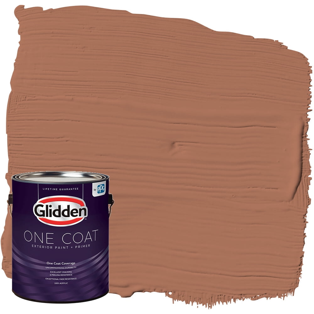 Glidden One Coat Exterior Paint + Primer, Nutmeg / Brown, 1 Gallon, Satin