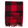 thumbnail image 2 of Rustic Buffalo Plaid 100% Cotton Throw Blanket with Hand-Knotted Fringe (Red), 2 of 3